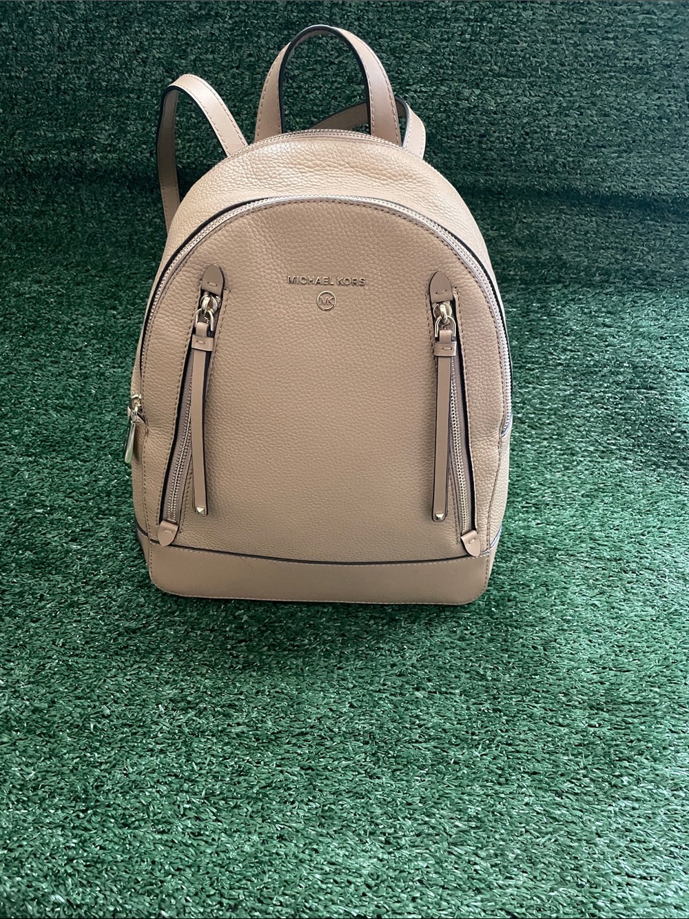 Michael Kors Brooklyn Pebbled Leather Backpack Beige Travel